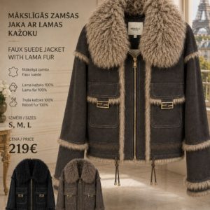 Mākslīgās zamšas jaka ar lamas kažoku